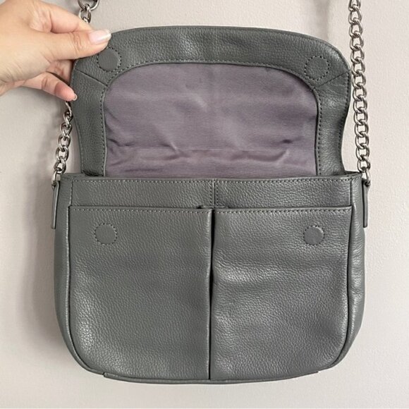 Nordstrom Halogen Gray Fremont Leather Crossbody Flap Bag - Picture 7 of 10